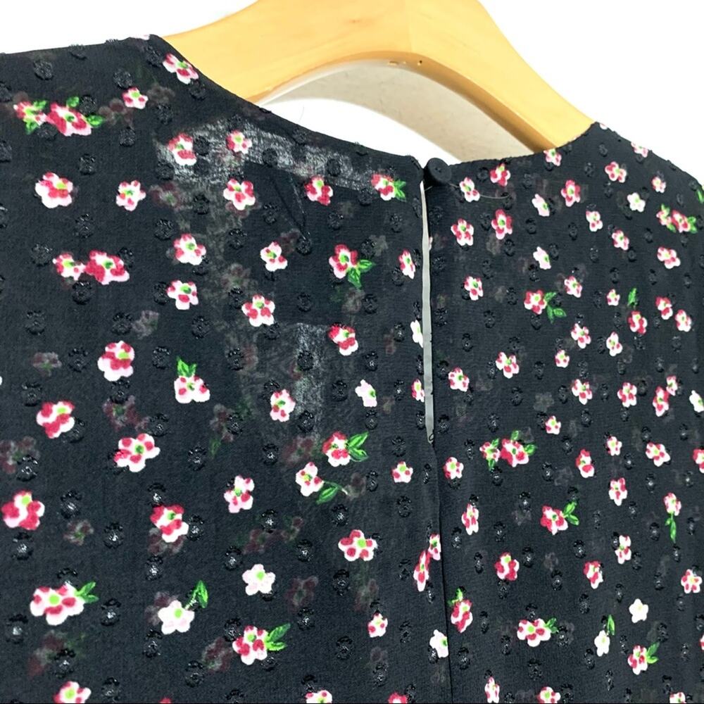 Anthropologie Maeve Steffy Floral Bohemian Babydoll Black Ruffled Blouse size S - Picture 10 of 14